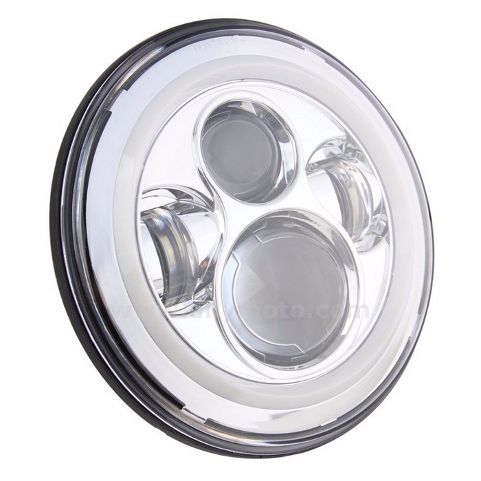 154 7 Inch Led Headlights White Halo Ring Round Harley H4 H13 Projection Daymaker Headlight Fit Davidson 40W@2